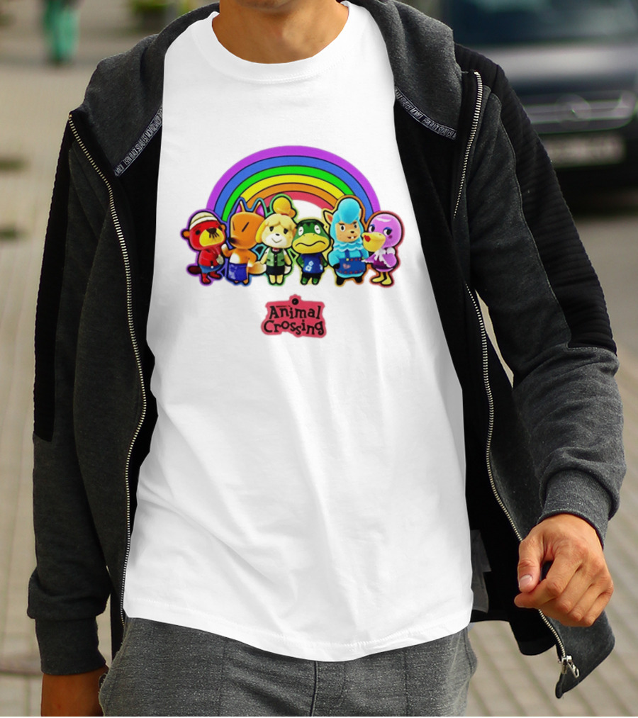 Animal Crossing Rainbow Characters Under Arc T-Shirt