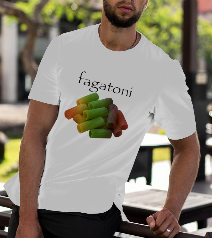 Fagatoni Gay Pasta LGBTQ Pride Multicolor Rigatoni T-Shirt
