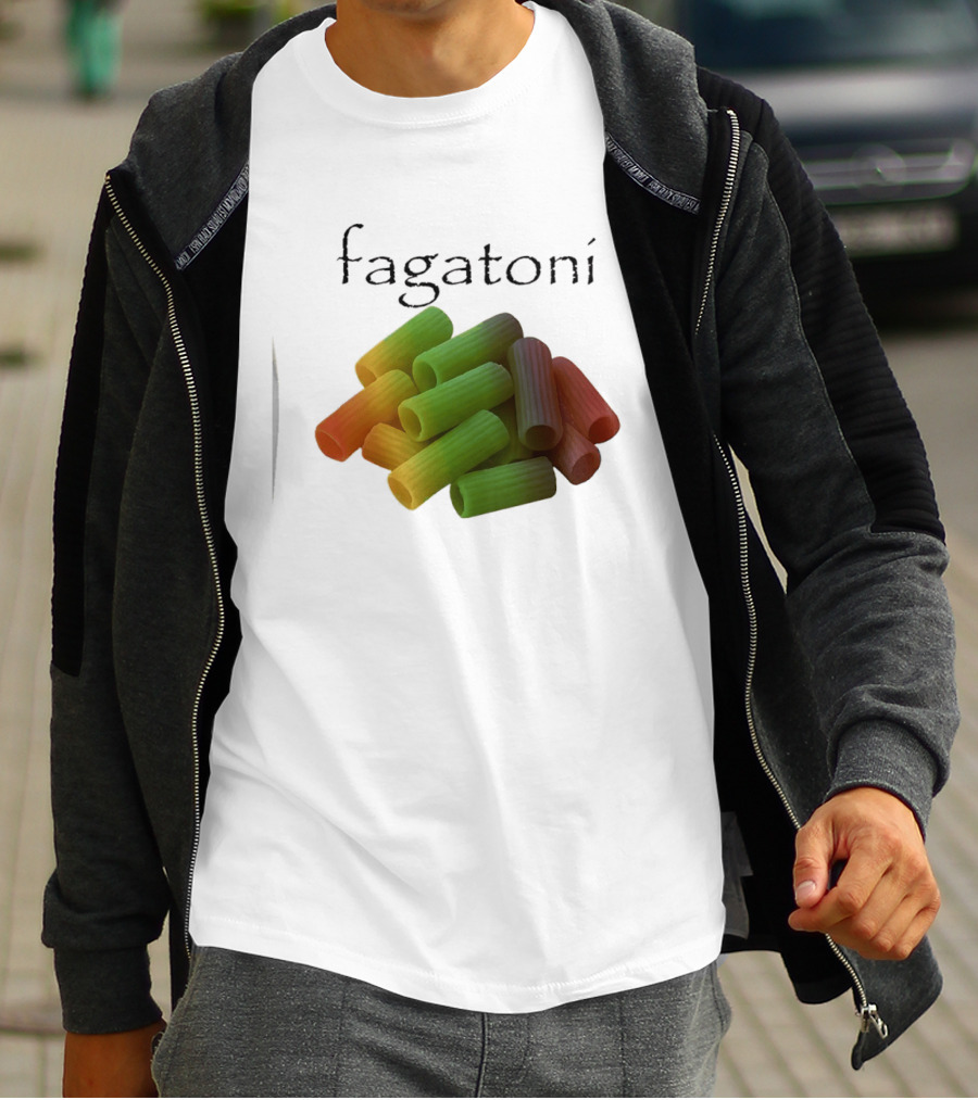 Fagatoni Gay Pasta LGBTQ Pride Multicolor Rigatoni T-Shirt