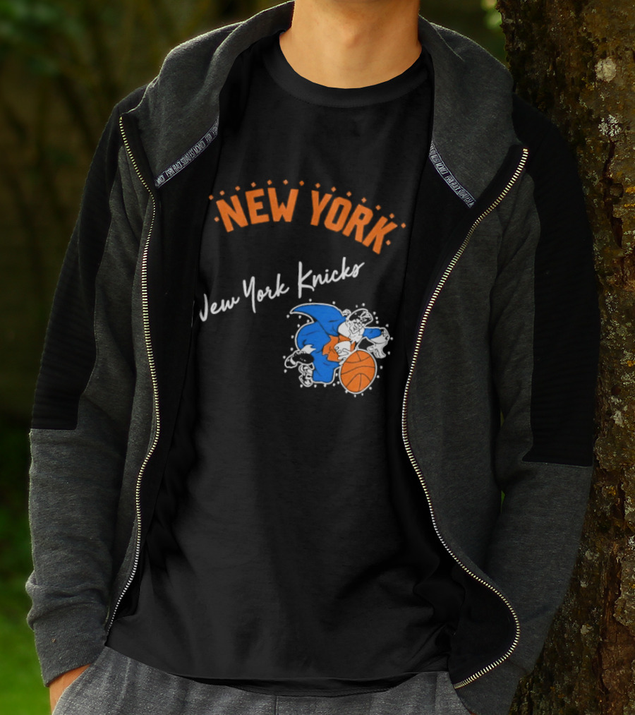 Father Knickerbocker New York Knicks Basketball Character Orange And Blue T-Shirt
