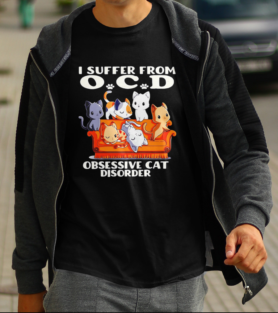 I Suffer From OCD Obsessive Cat Disorder Couch Full Of Cute Cats T-Shirt