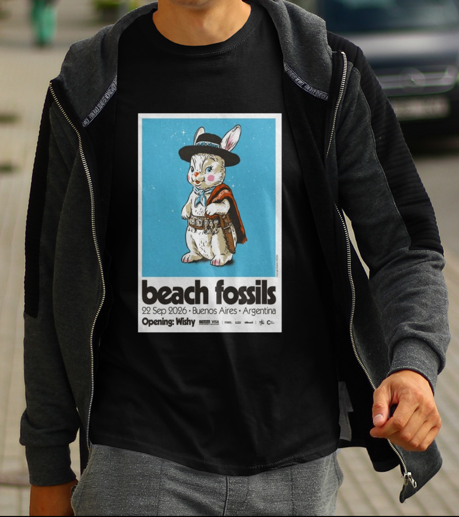 Beach Fossils Buenos Aires 2026 Rabbit Cowboy Concert T-Shirt
