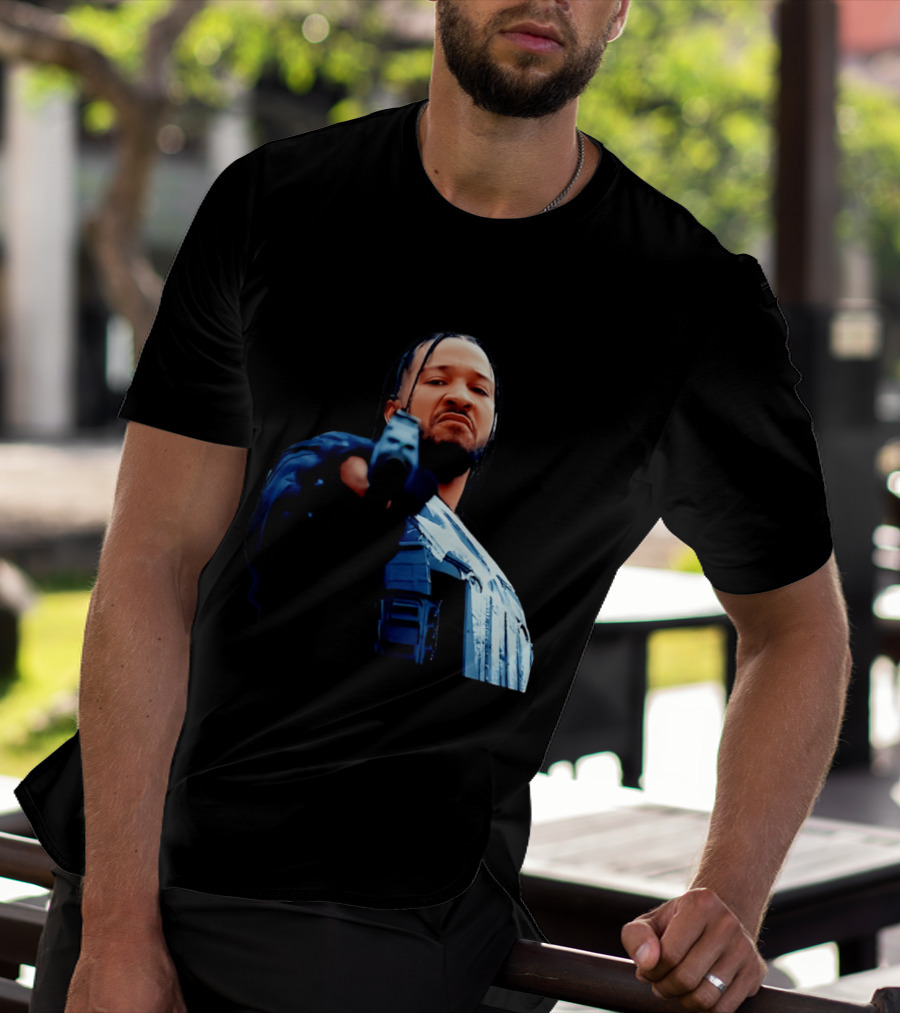 Jalen Brunson Gangster New York Knicks NBA Basketball Gun Image T-Shirt