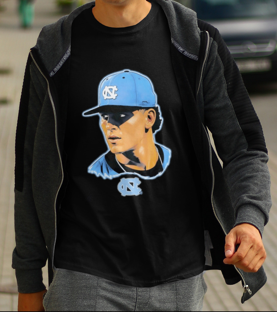 UNC Baseball Player Portrait North Carolina Cap Image T-Shirt