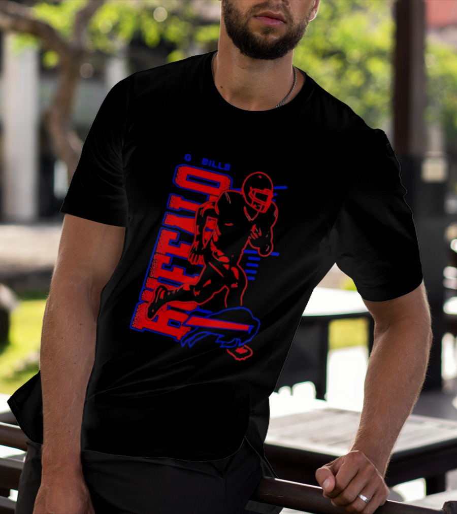 Buffalo Bills Go Bills Football Player Running Action T-Shirt