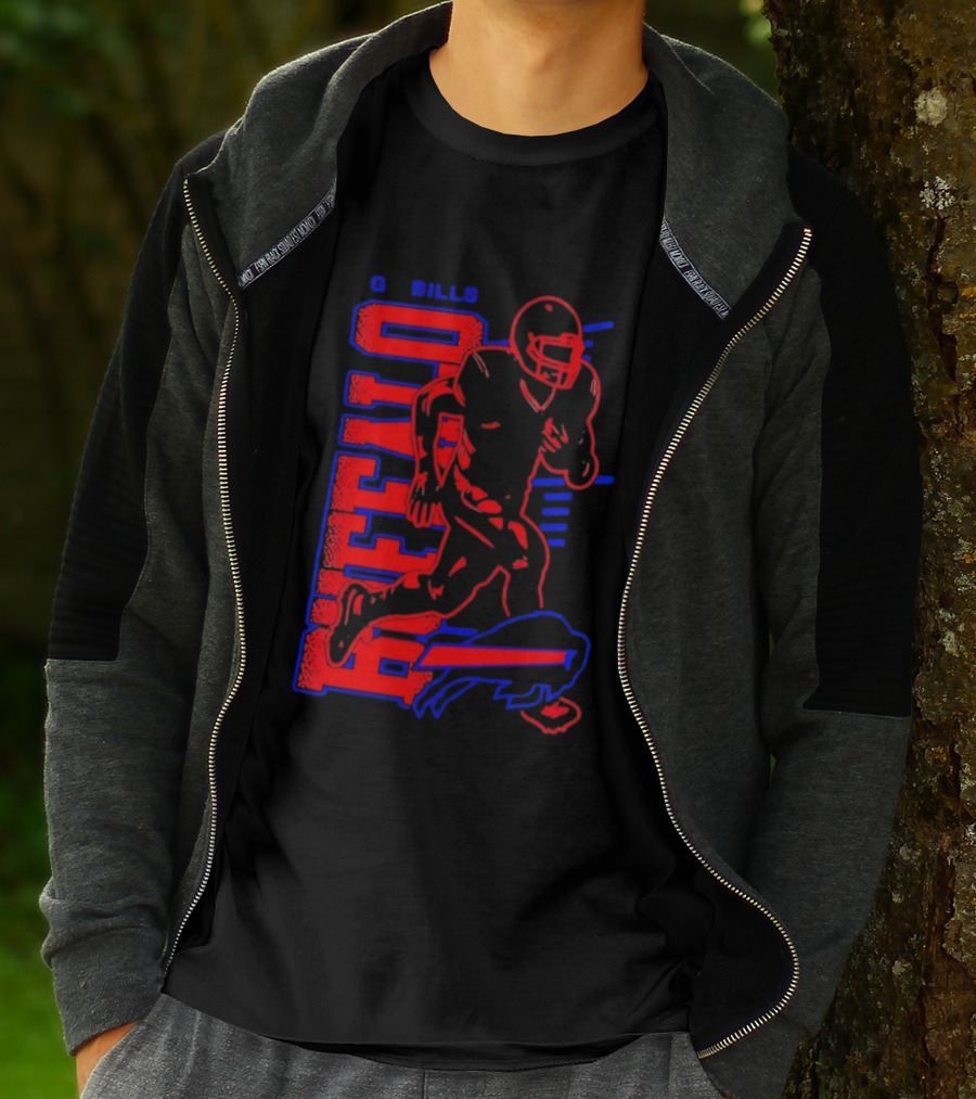Buffalo Bills Go Bills Football Player Running Action T-Shirt