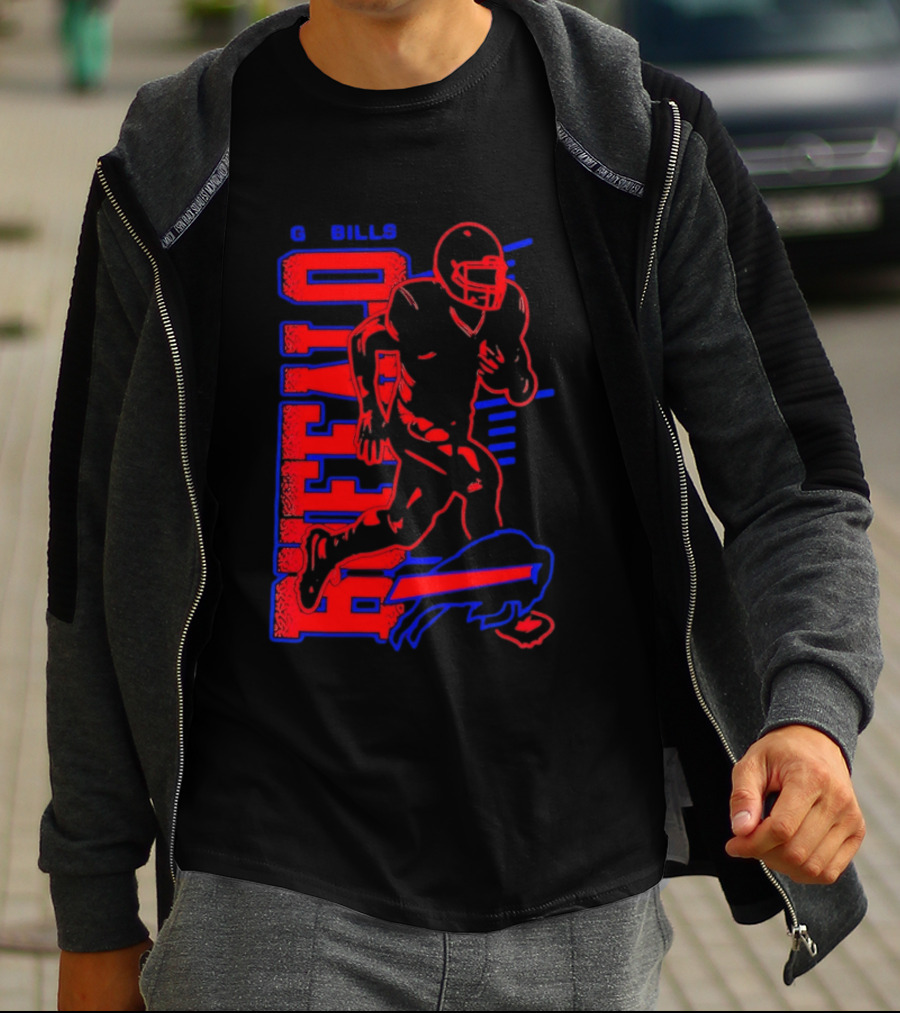 Buffalo Bills Go Bills Football Player Running Action T-Shirt