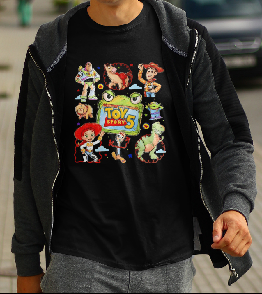 Buzz Lightyear Woody Bullseye Rex Hamm Alien Forky Jessie Toy Story 5 T-Shirt