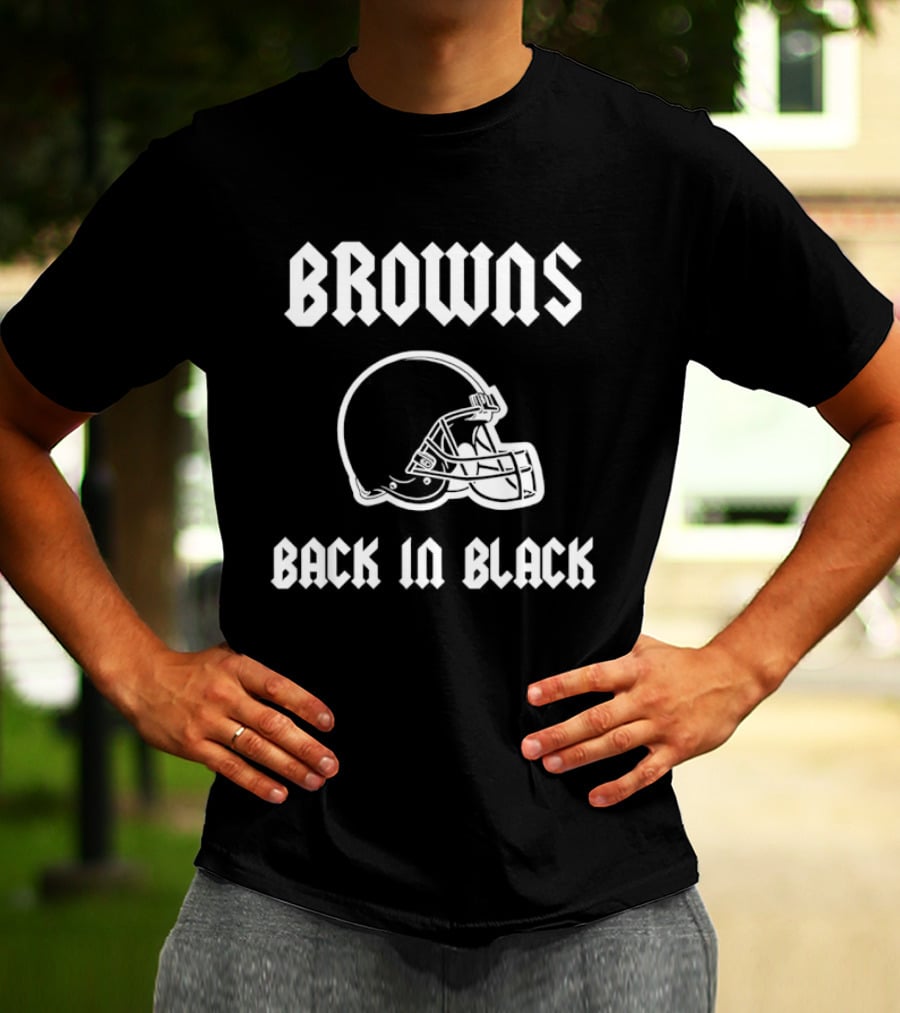 Browns Back In Black Helmet Cleveland Rugby T-Shirt