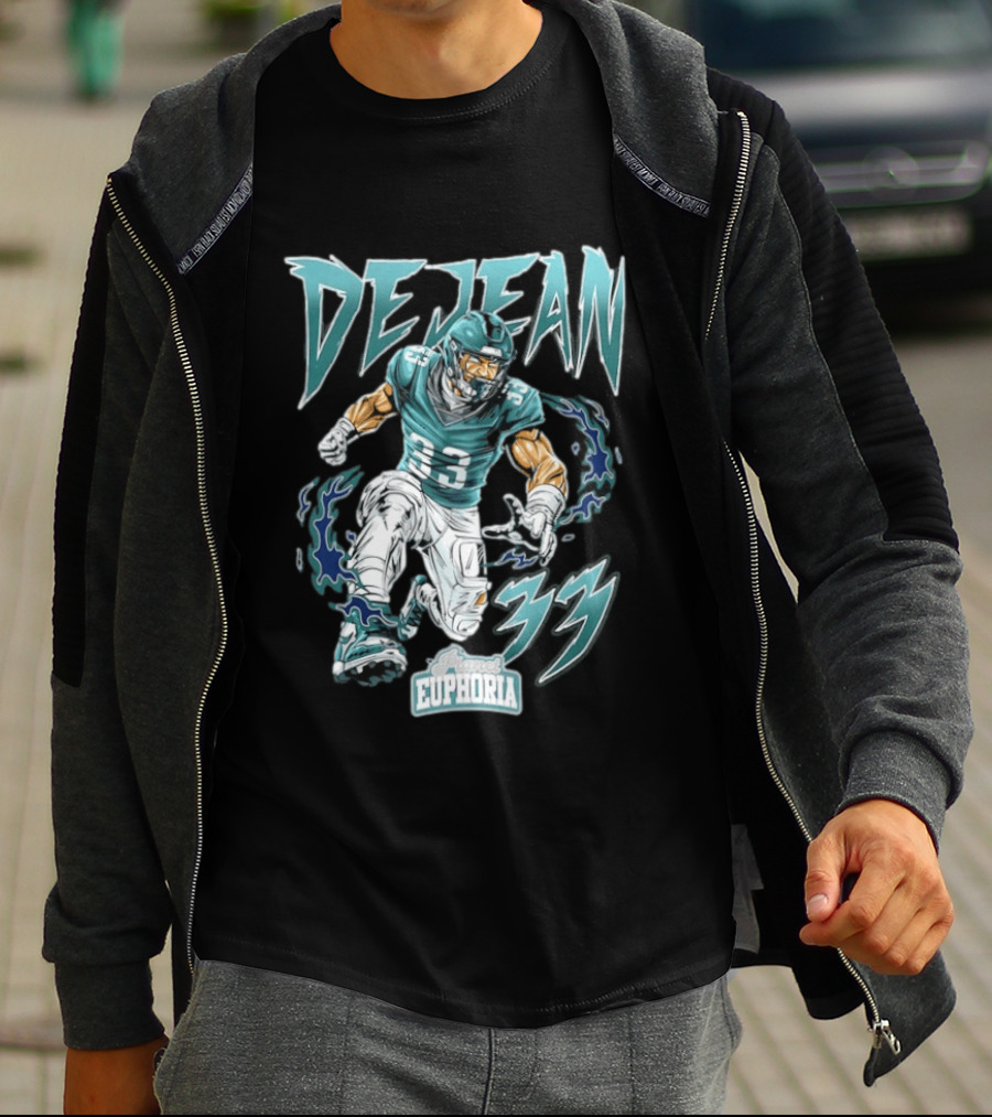 DeJean 33 Planet Euphoria Flame Comic Philadelphia Eagles T-Shirt
