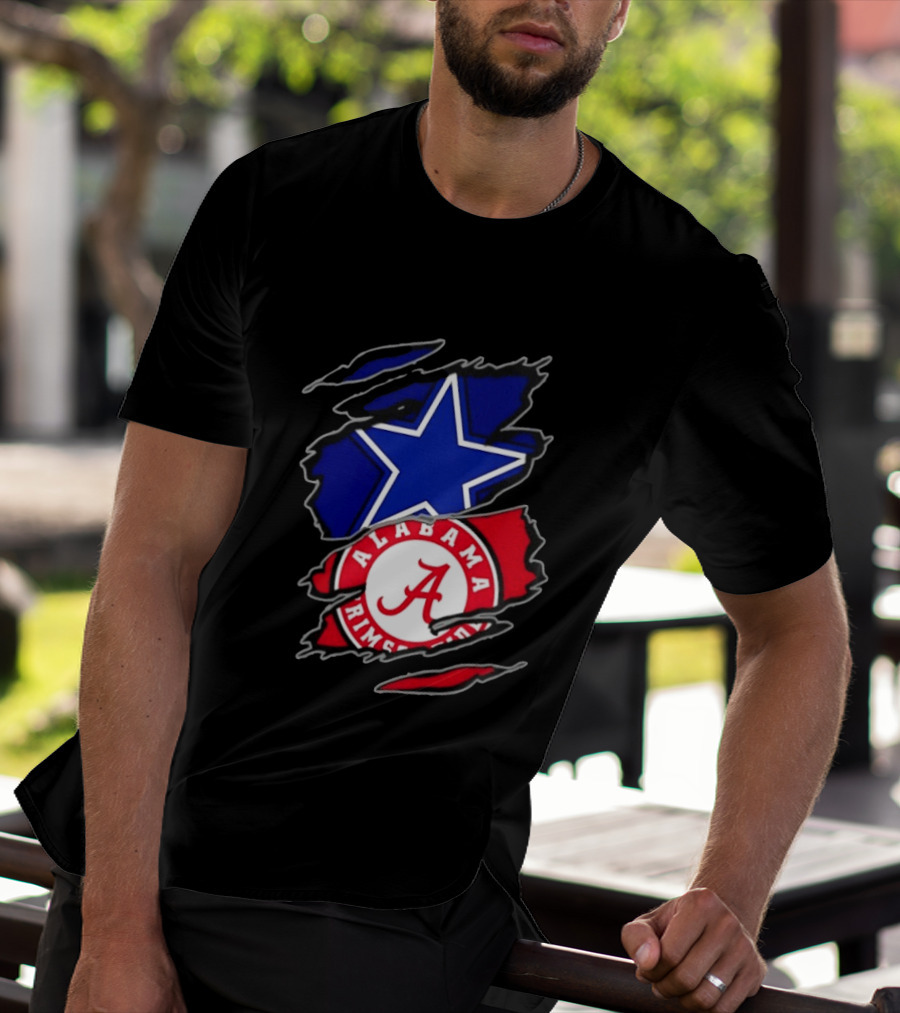 Dallas Cowboys Alabama Crimson Tide Two Teams One Heart Scratch T-Shirt