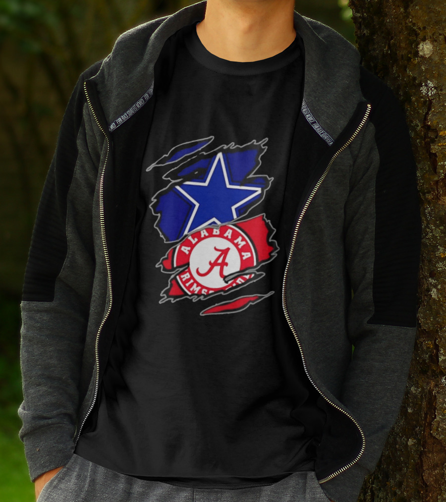Dallas Cowboys Alabama Crimson Tide Two Teams One Heart Scratch T-Shirt