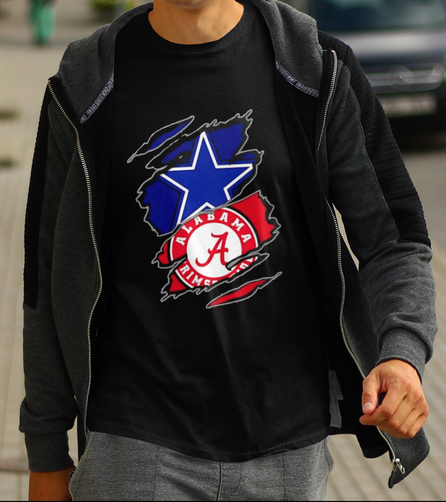 Dallas Cowboys Alabama Crimson Tide Two Teams One Heart Scratch T-Shirt