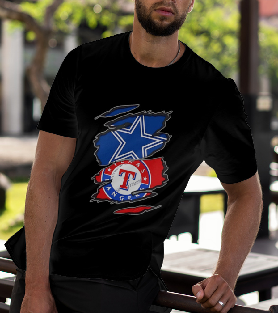 Dallas Cowboys Texas Rangers Two Teams One Heart Scratch T-Shirt