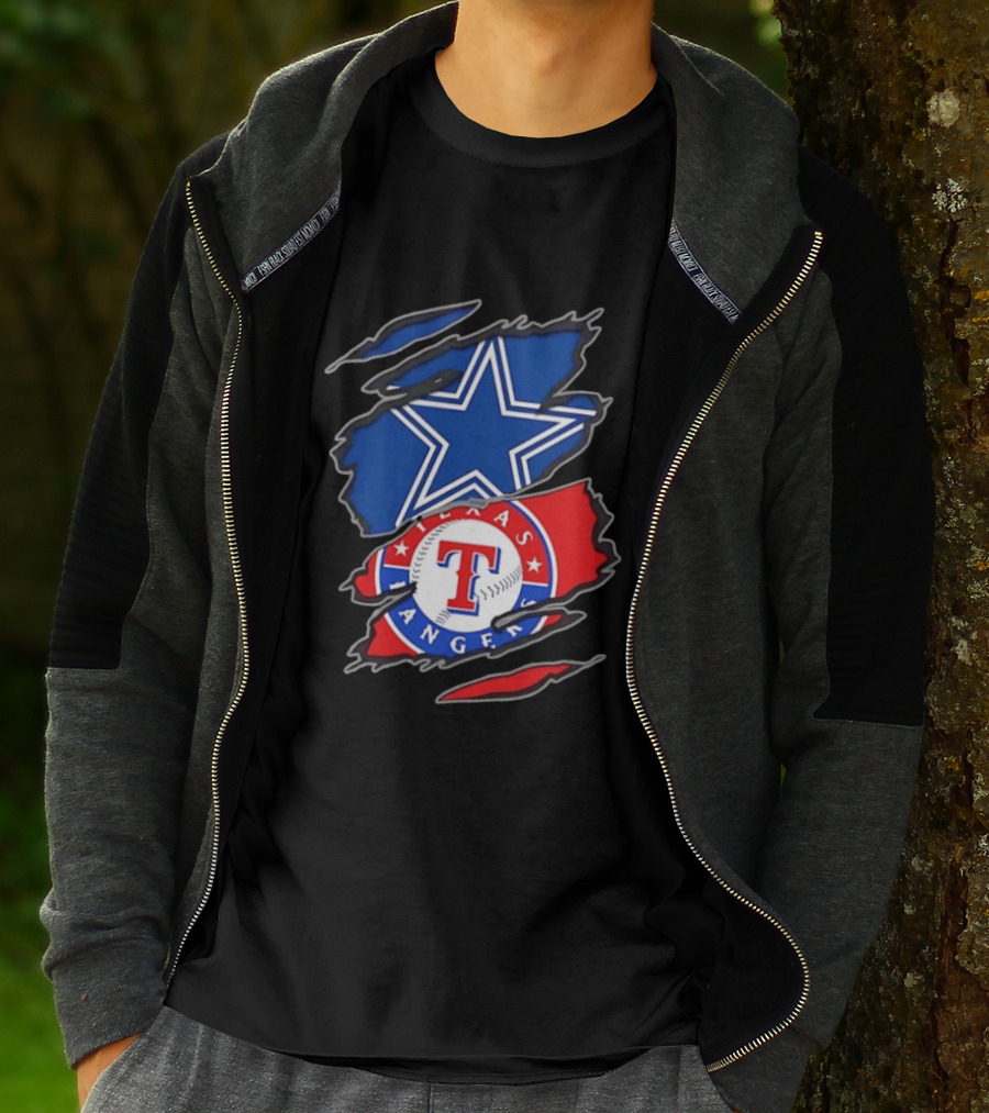 Dallas Cowboys Texas Rangers Two Teams One Heart Scratch T-Shirt