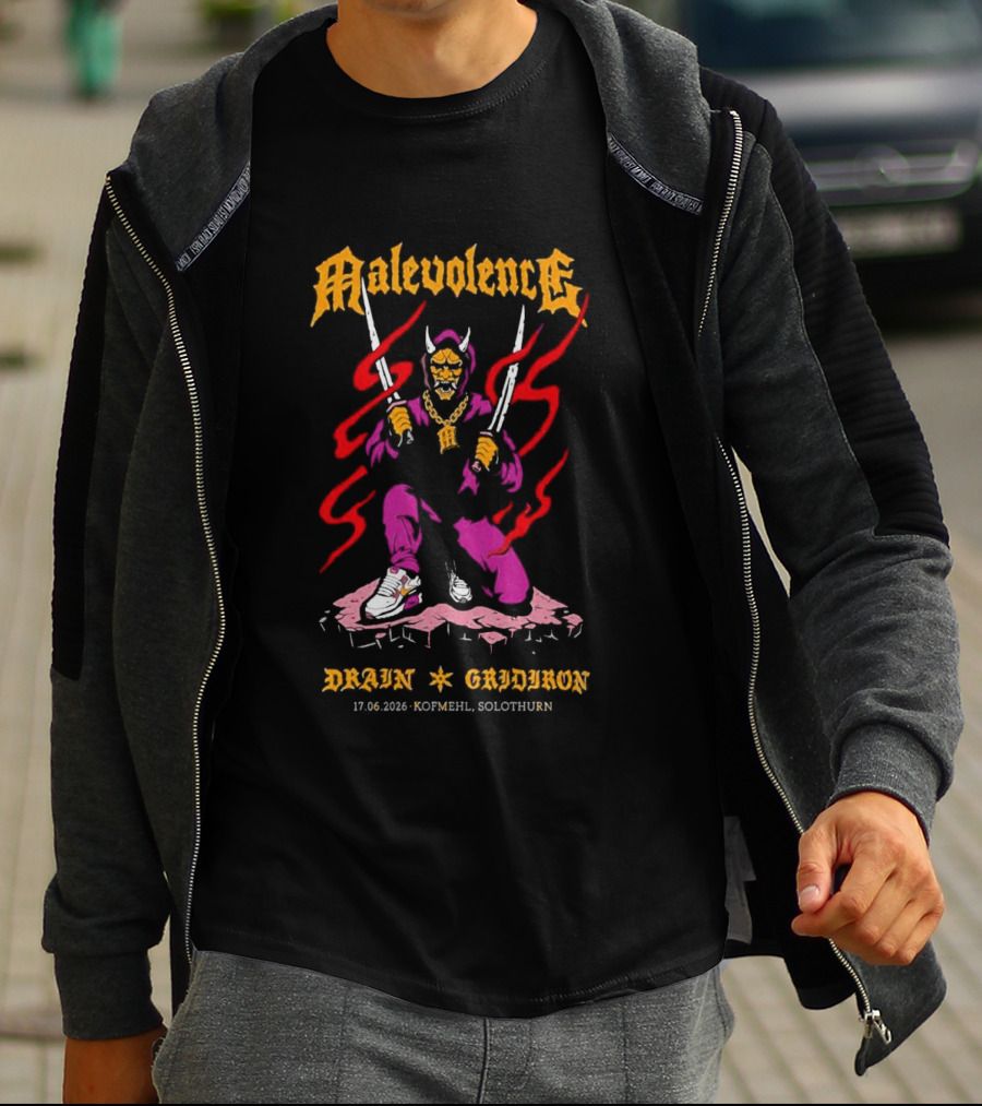 MALEVOLENCE Solothurn Switzerland 17.06.2026 Samurai Demon Event T-Shirt