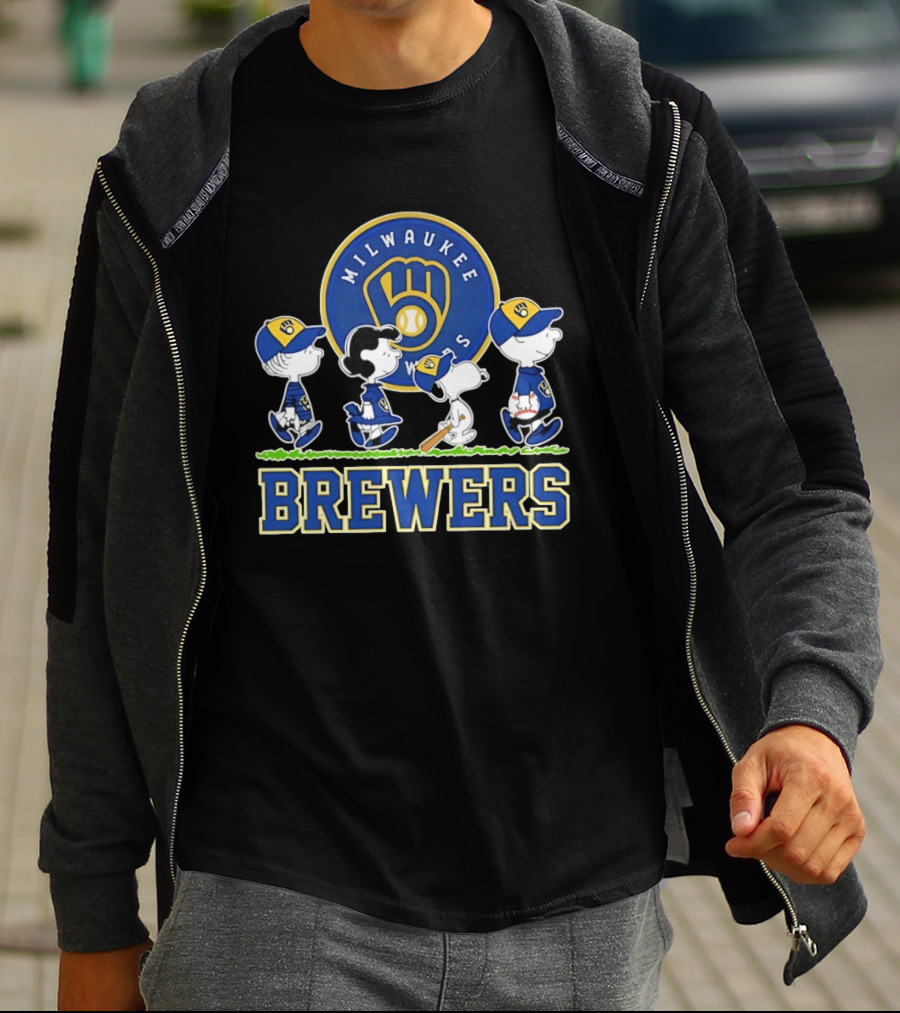 Milwaukee Brewers Snoopy Charlie Brown Lucy Linus Abbey Road 2026 T-Shirt