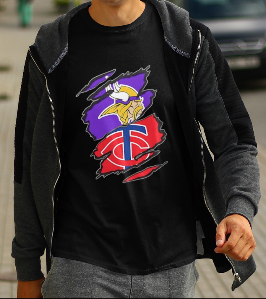 Minnesota Vikings Minnesota Twins Two Teams One Heart T-Shirt