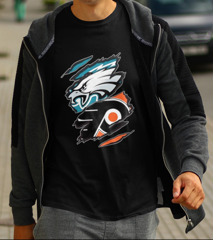 Philadelphia Eagles And Philadelphia Flyers Two Teams One Heart T-Shirt