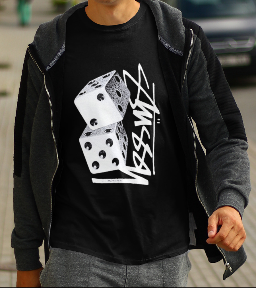 Pla Skateboarding Stussy Dice Stacked Six Side Metal T-Shirt