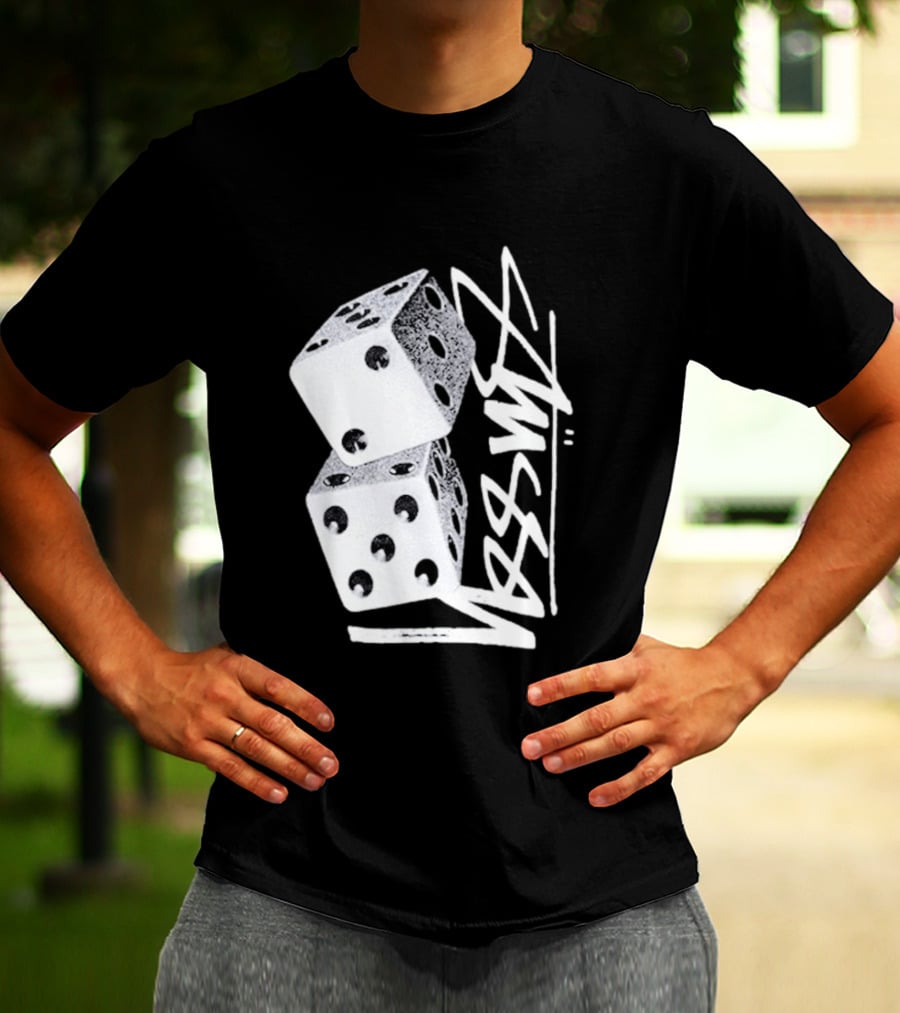 Pla Skateboarding Stussy Dice Stacked Six Side Metal T-Shirt