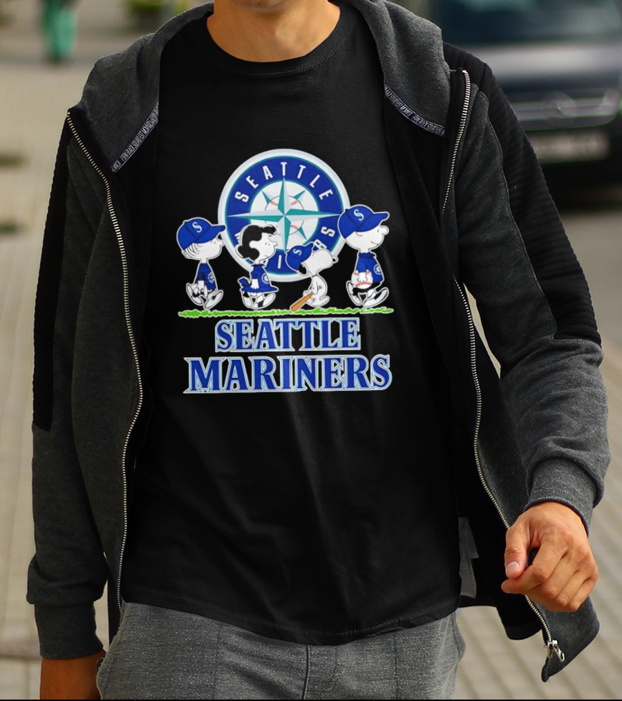 Seattle Mariners Snoopy Charlie Brown Lucy Linus Abbey Road Crossover 2026 T-Shirt