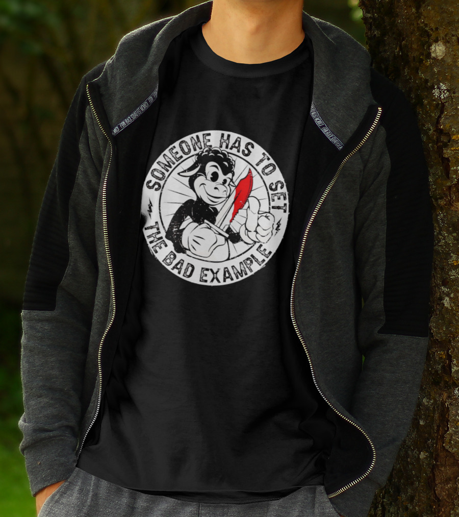 Someone Has To Set The Bad Example Cartoon Character With Knife T-Shirt