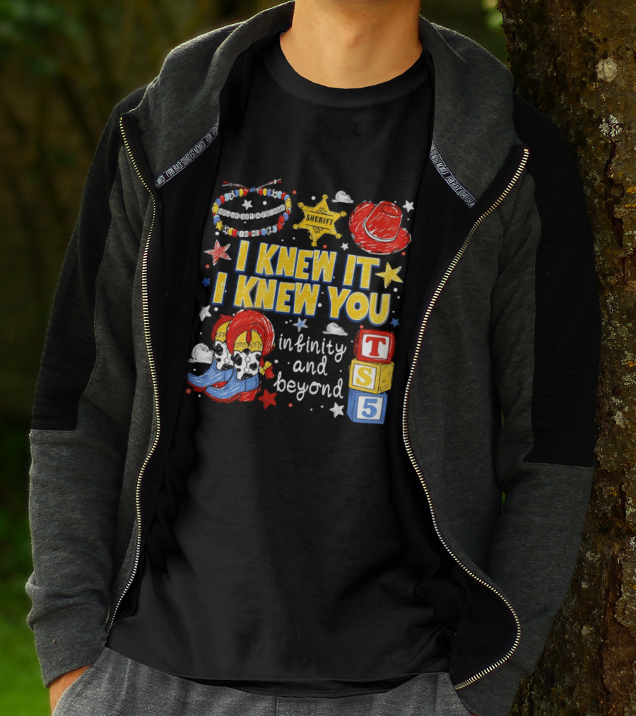 Sheriff Toy Story Cowboy Boots Infinity Blocks Badge I Knew It I Knew You T-Shirt