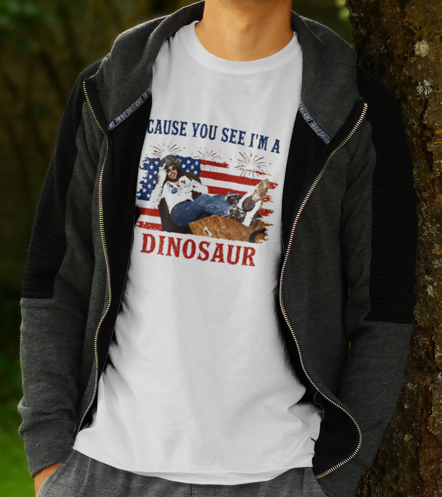 Cause You See I'm A Dinosaur Hank Williams Jr Country Music Western Patriotic 4th Of July Cowboy T-Shirt