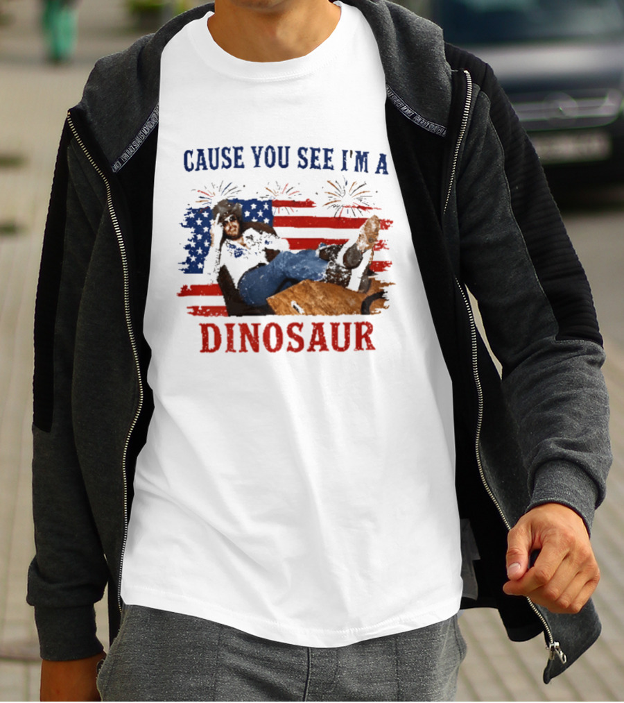 Cause You See I'm A Dinosaur Hank Williams Jr Country Music Western Patriotic 4th Of July Cowboy T-Shirt