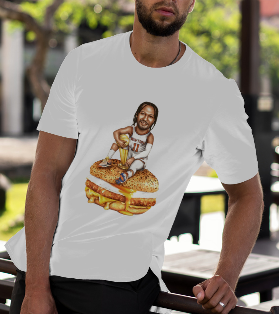Jalen Brunson New York Knicks Basketball Trophy Egg And Cheese Sandwich T-Shirt