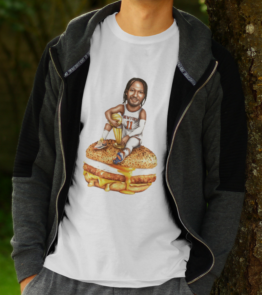 Jalen Brunson New York Knicks Basketball Trophy Egg And Cheese Sandwich T-Shirt