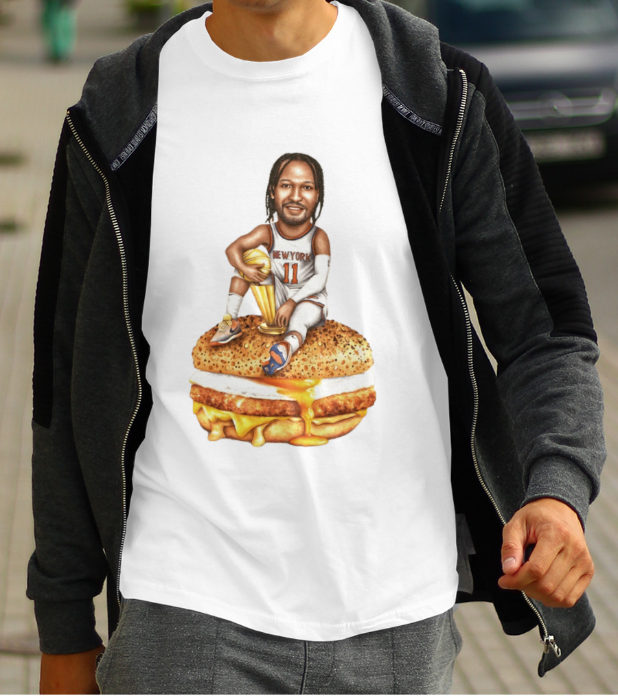 Jalen Brunson New York Knicks Basketball Trophy Egg And Cheese Sandwich T-Shirt