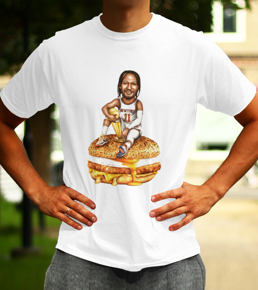 Jalen Brunson New York Knicks Basketball Trophy Egg And Cheese Sandwich T-Shirt