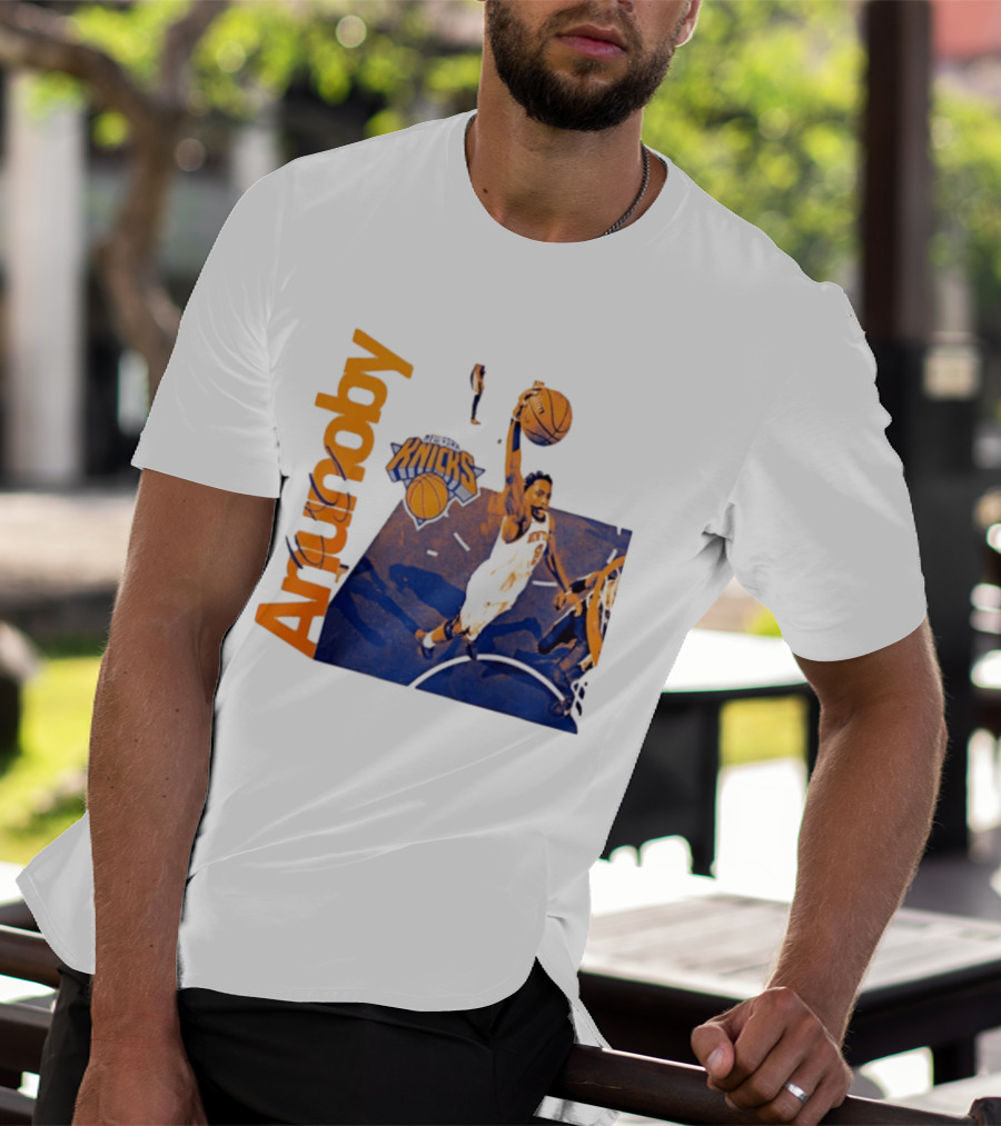 New York Knicks OG Anunoby Player Hype Dunking Action Scene T-Shirt