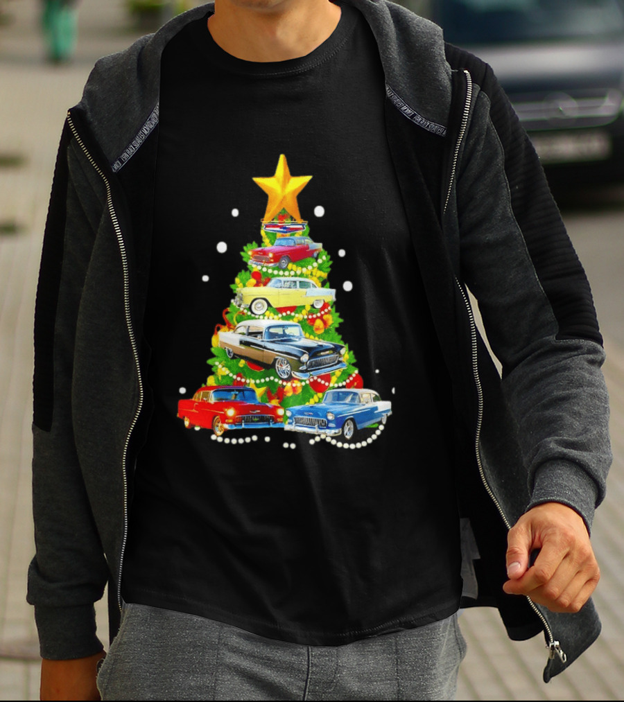 1955 Chevy Christmas Tree Holiday Vintage Car Enthusiasts T-Shirt