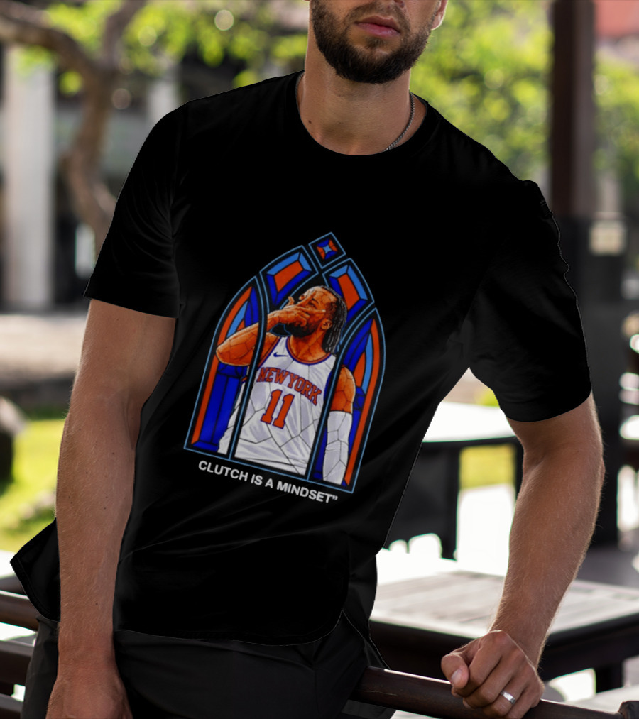 New York Knicks Jalen Brunson Number 11 Clutch Is A Mindset Stained Glass T-Shirt