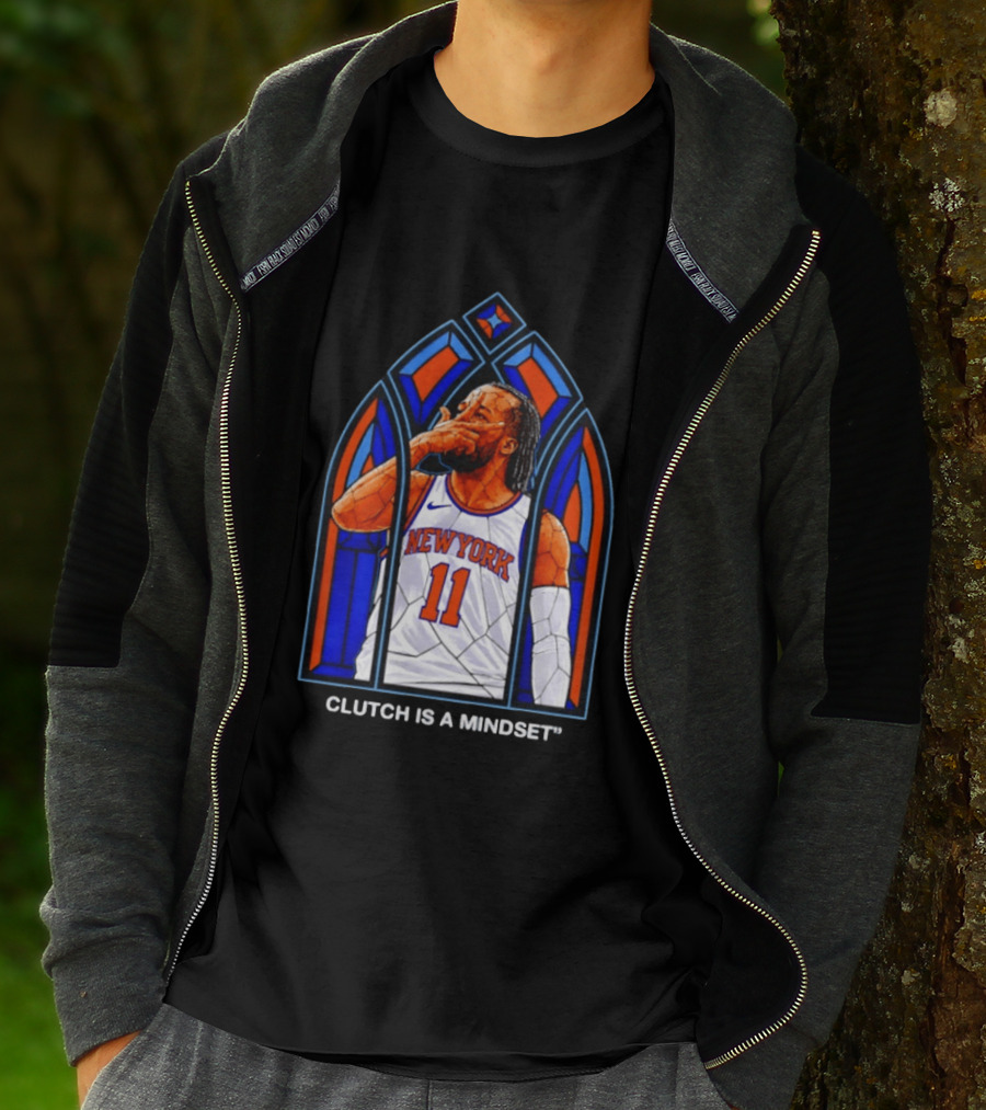 New York Knicks Jalen Brunson Number 11 Clutch Is A Mindset Stained Glass T-Shirt