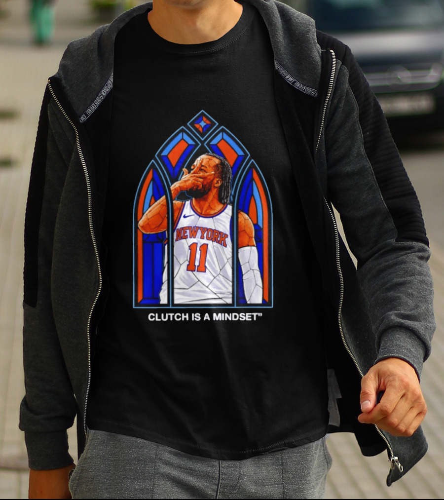New York Knicks Jalen Brunson Number 11 Clutch Is A Mindset Stained Glass T-Shirt