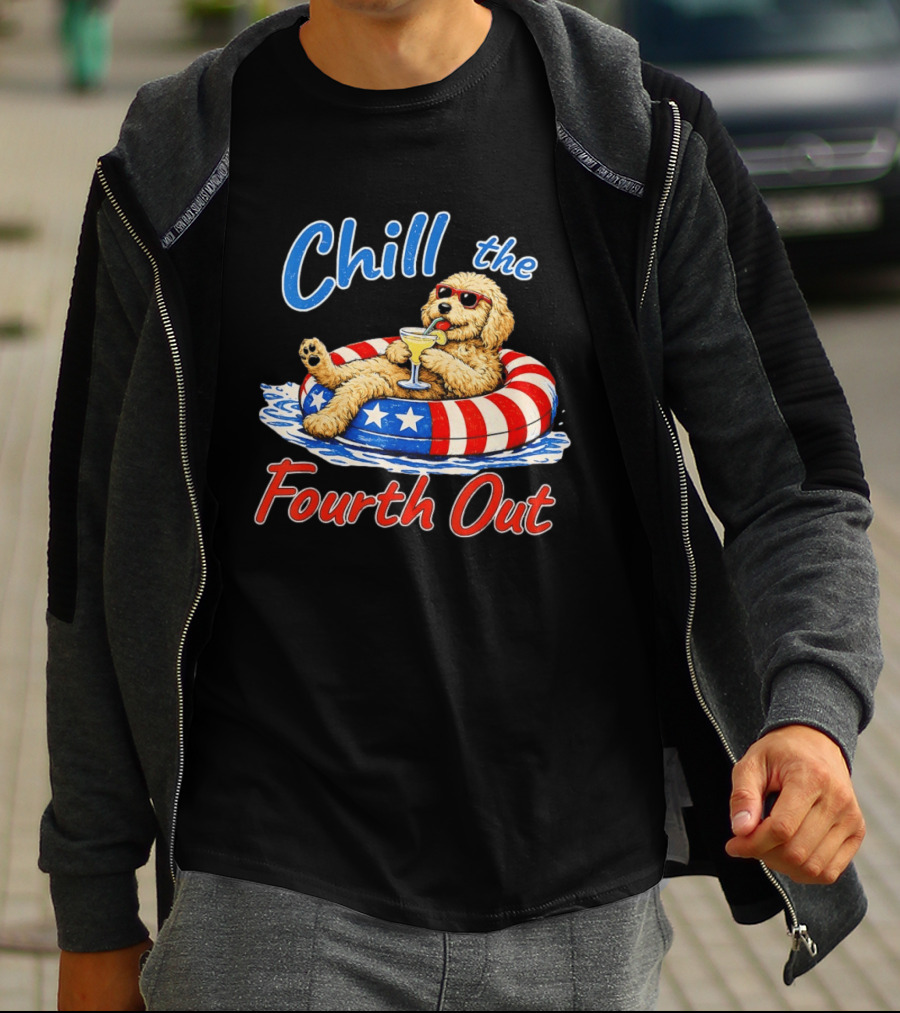 Chill The Fourth Out Doodle Dog USA 4th Of July 2026 T-Shirt