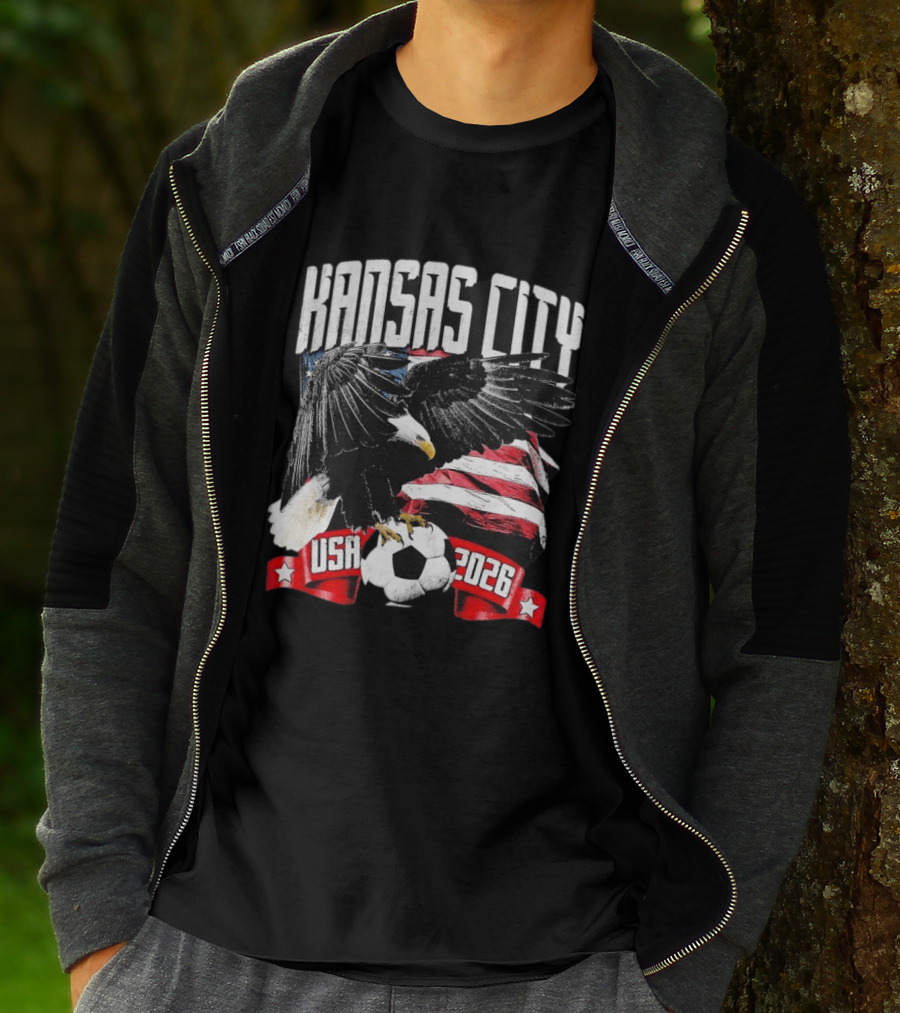 Kansas City USA 2026 Bald Eagle American Flag Soccer Ball T-Shirt