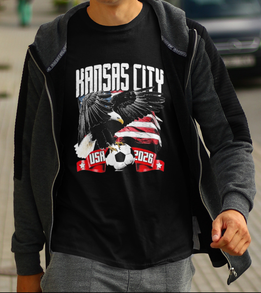 Kansas City USA 2026 Bald Eagle American Flag Soccer Ball T-Shirt