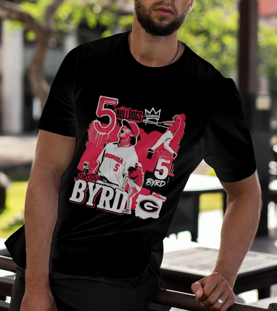 Georgia Bulldogs Justin Byrd 5 Baseball Champion Fan Gear T-Shirt