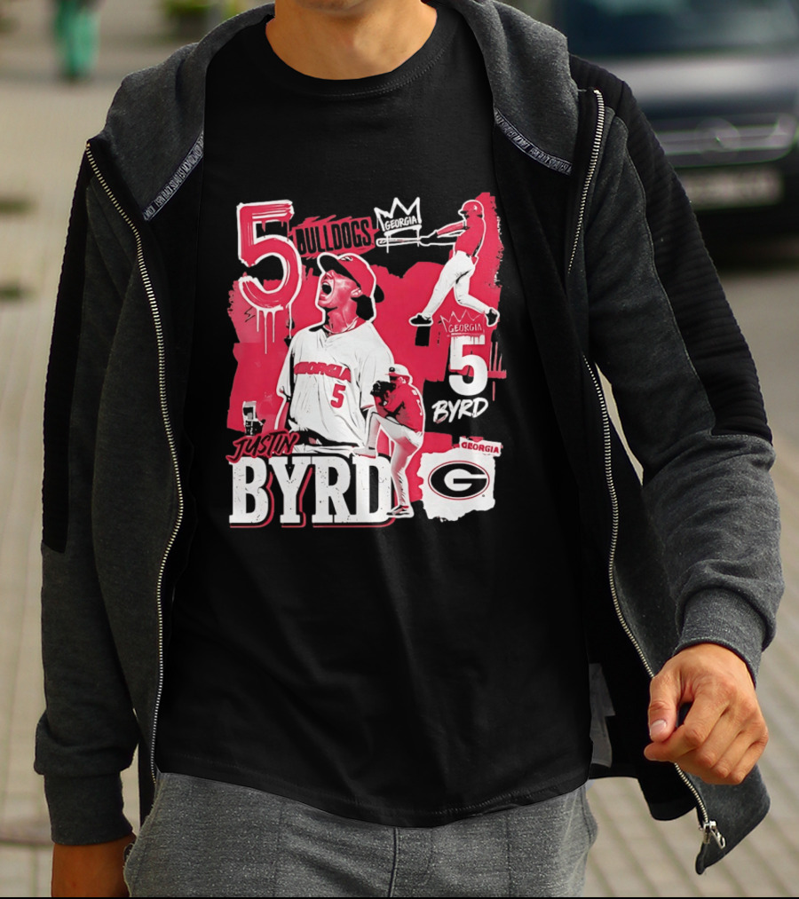 Georgia Bulldogs Justin Byrd 5 Baseball Champion Fan Gear T-Shirt