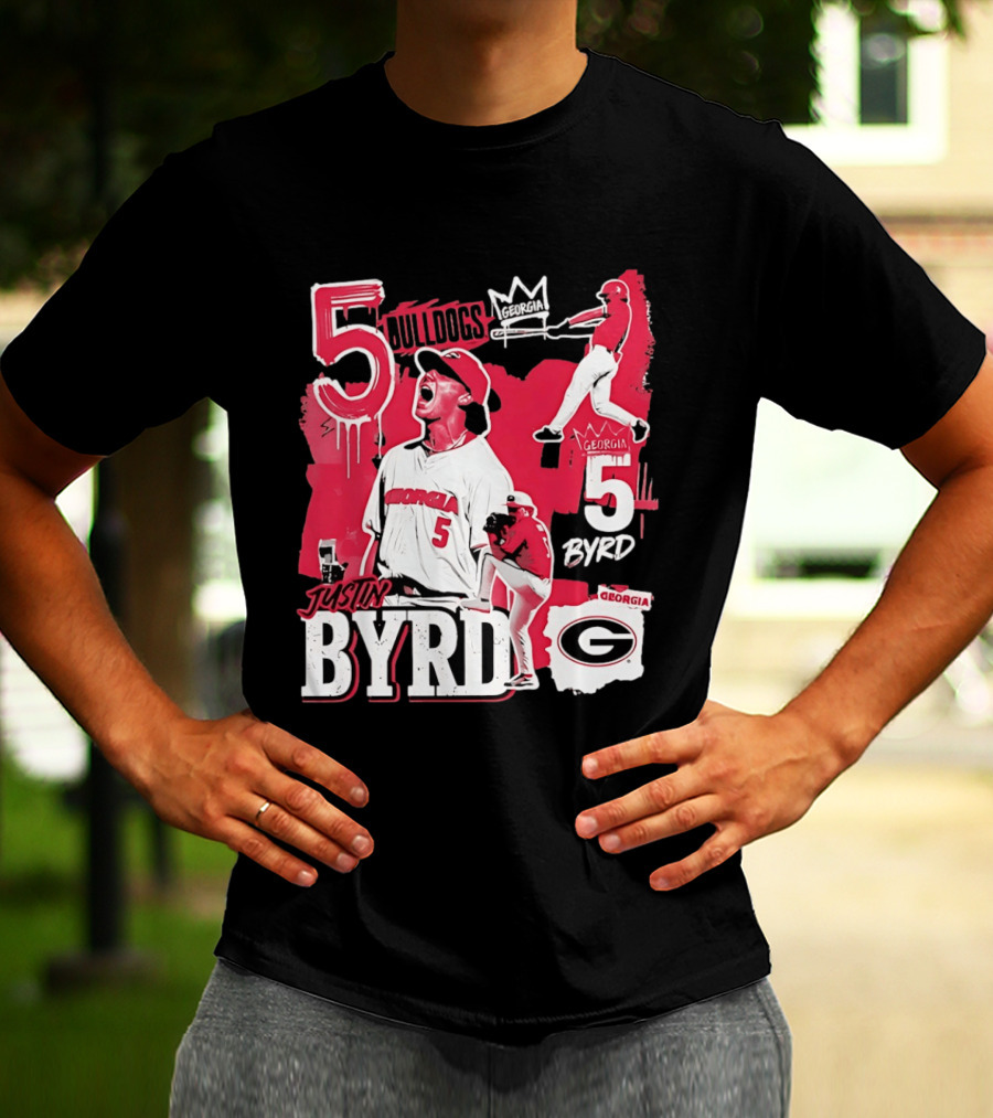 Georgia Bulldogs Justin Byrd 5 Baseball Champion Fan Gear T-Shirt