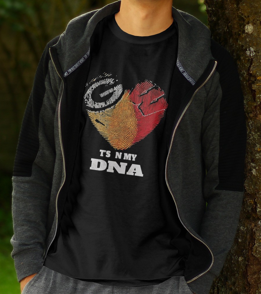 Green Bay Packers Wisconsin Badgers Heart It's In My DNA T-Shirt