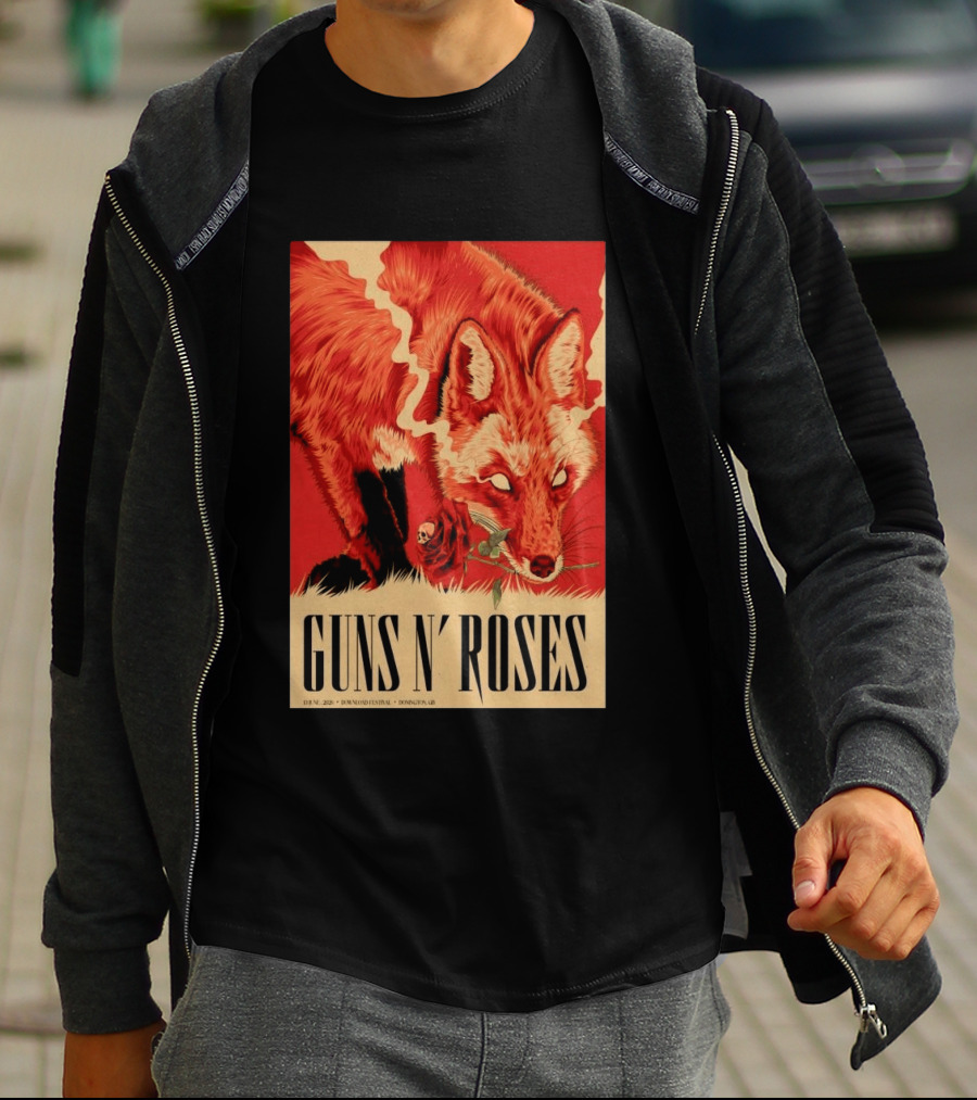 Guns N' Roses Fox With Rose Download Festival June 13 2026 Donington Park Castle Donington Leicestershire T-Shirt