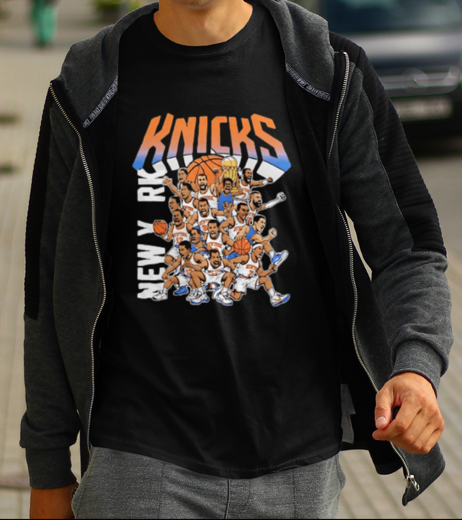 New York Knicks Comic Style Team Collage Basketball Players T-Shirt