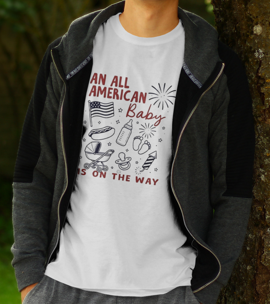 All American Baby Is On The Way 4th Of July Celebration T-Shirt