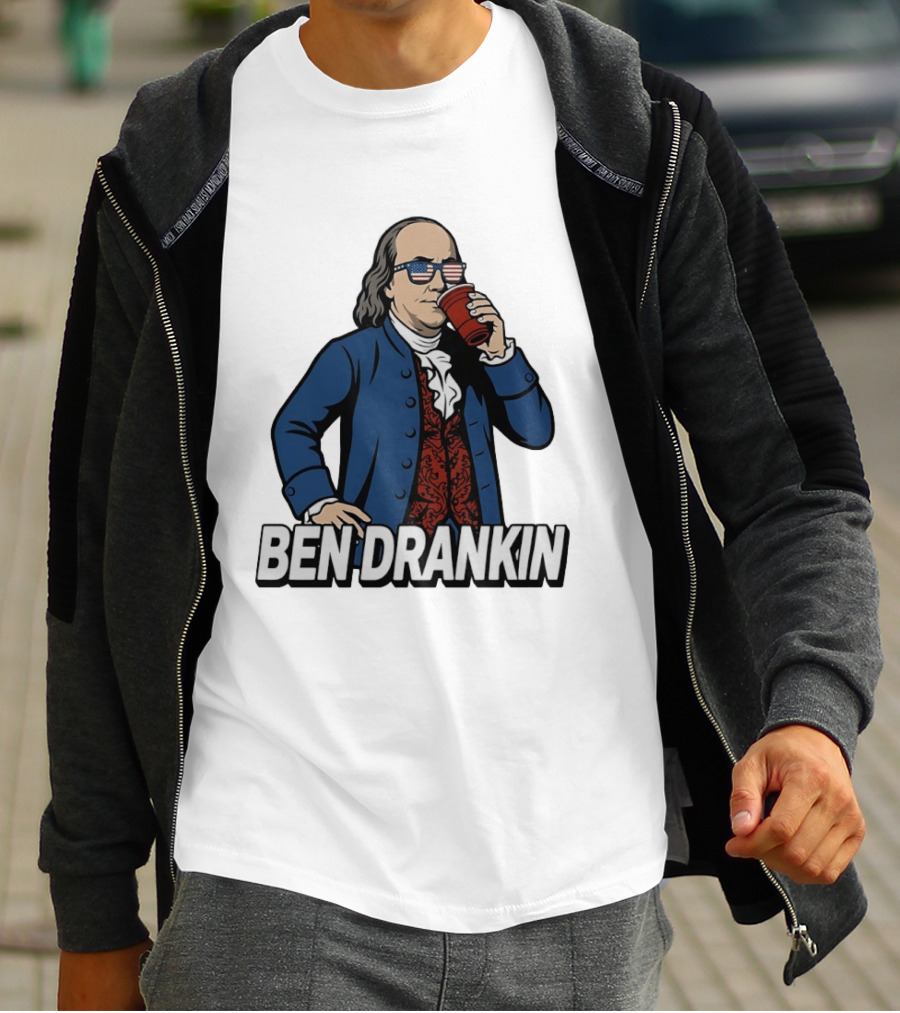 Ben Drankin Benjamin Franklin 4th Of July Patriotic Red Cup USA Glasses T-Shirt